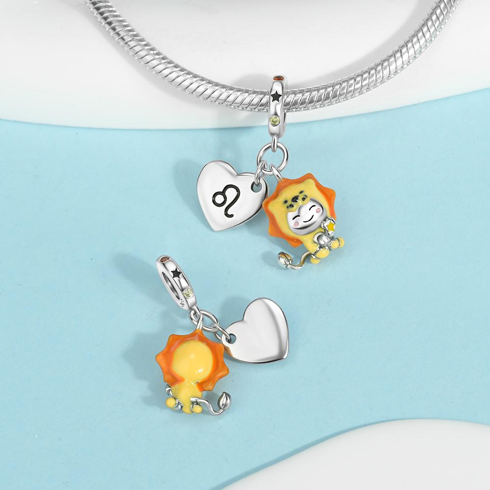 Lovely Copper Aries Leo 12 Constellations Zodiac Collections Charm Fit Original Bracelets Women Diy Fine Jewelry