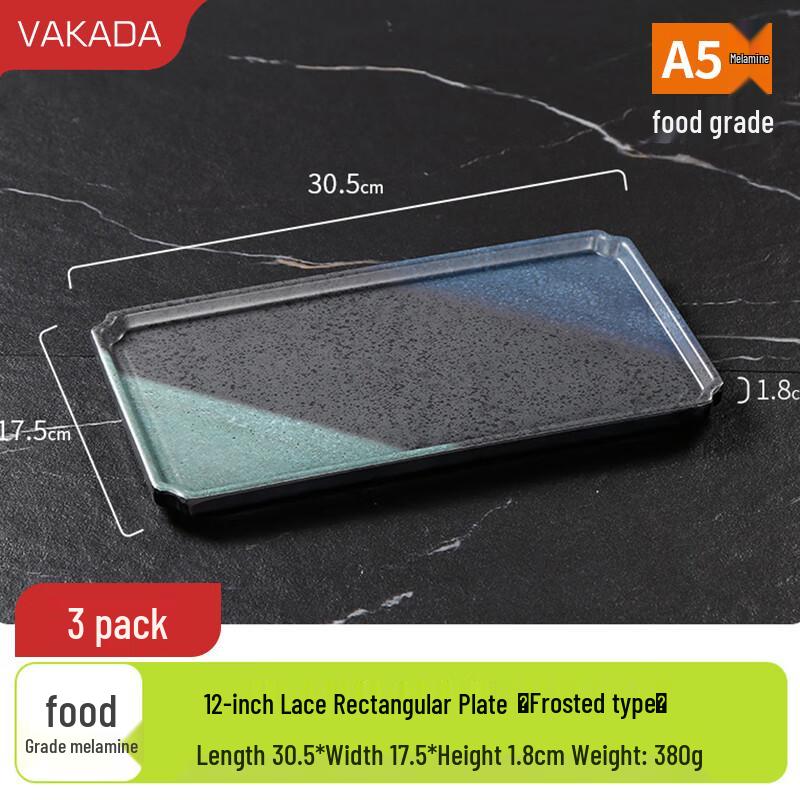 VAKADA Melamine Square BBQ & Hotpot Serving Plates - 3-Pack