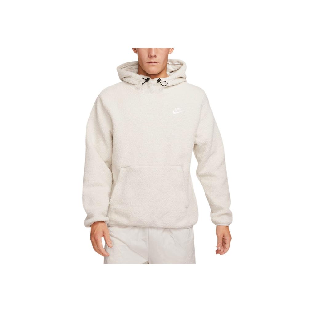 Nike Solid Color Logo Print Drawstring Hoodie Men Hoodie Off-White DV8155-072