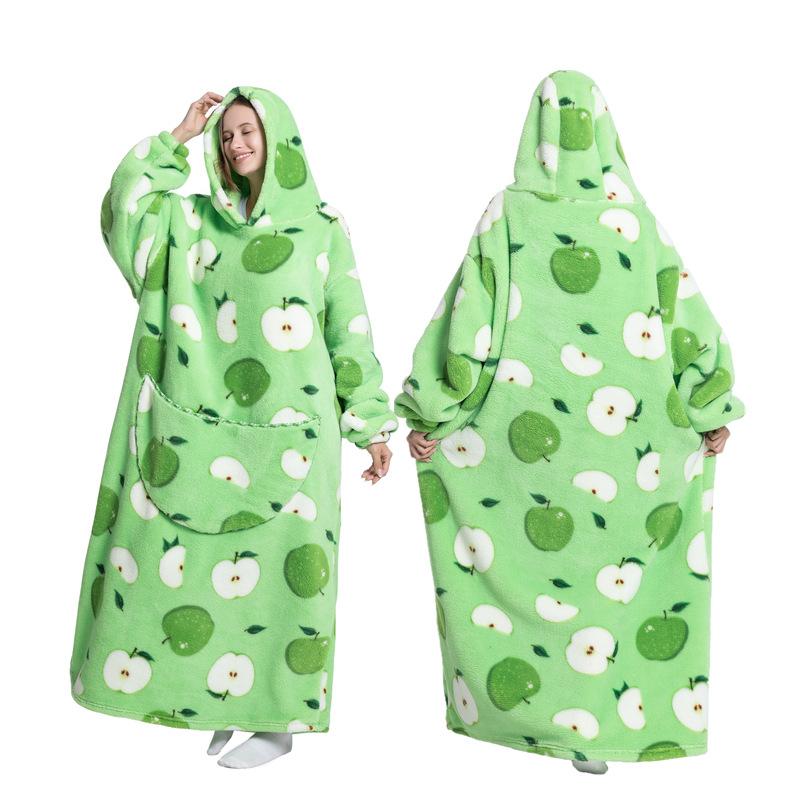 Robe à capuche en polaire chaude d'hiver pour femmes, couverture surdimensionnée de 140cm avec manches, sweat-shirt chaud en polaire, couverture de télévision géante Women Hoody Robe