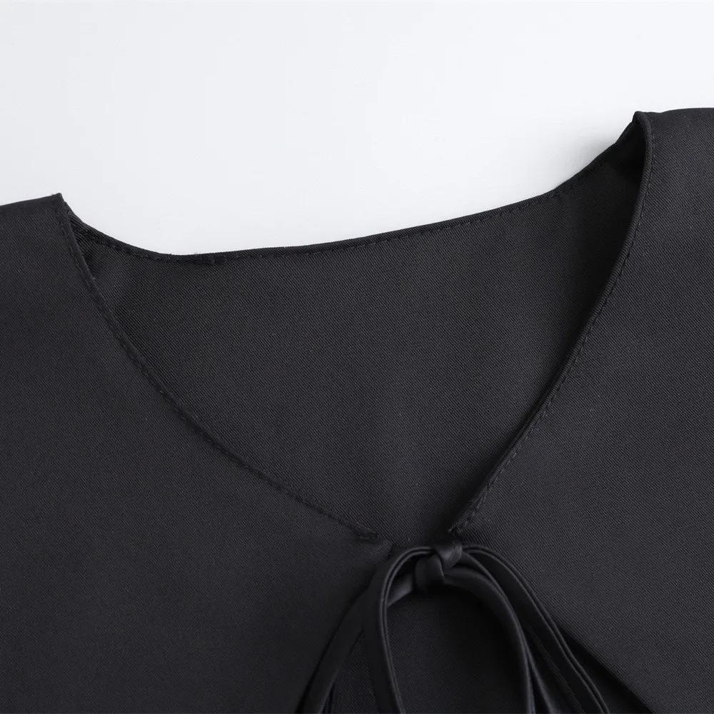 Frühling und Herbst Vielseitiges Artefakt Falscher Kragen Schwarzer Riemenschal Altersreduzierendes Designgefühl für Damen Außerhalb Der Kleinen Weste