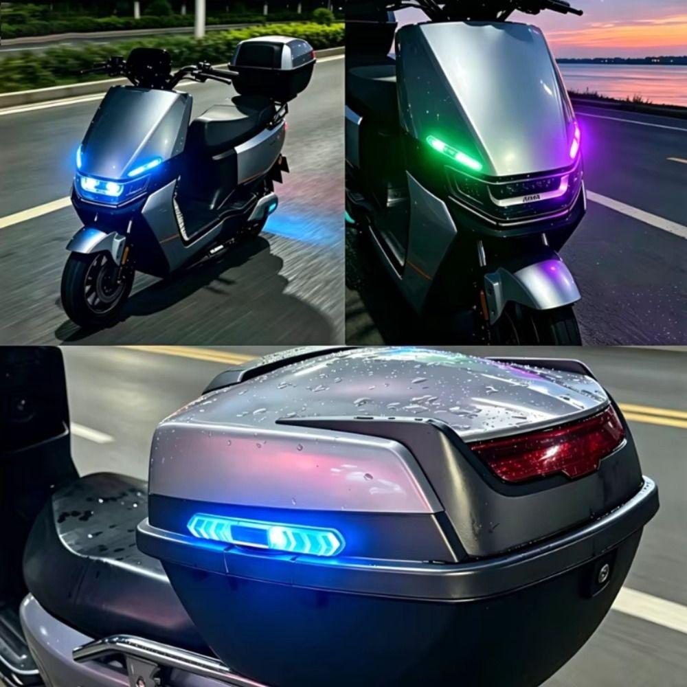 1pc Solar Powered Car Anti-collision Warning Light Door Handle Protector Car Decorations