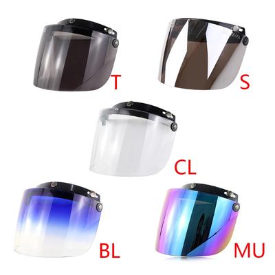 1 Pc Windproof 3-Snap Visor Lens Shield for Motorcycle Helmets Flip Up Down Open Face Anti Glaring Helmet Accessories