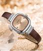 Sanda 7052 Women's Leather Strap Diamond-Accented Small Square Dial Sunburst Quartz Watch