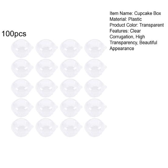 100Pcs Cupcake Box Plastic Clear Cupcake Container with Secure Flip-Top Seal Easy Open Close Stackable Dessert Holder