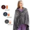 Electric Heating Blanket USB Charging Heated Shawl Zipper Warm Shawl Coral Fleece Plush With 3 Heat Level Settings For Car Home Travel