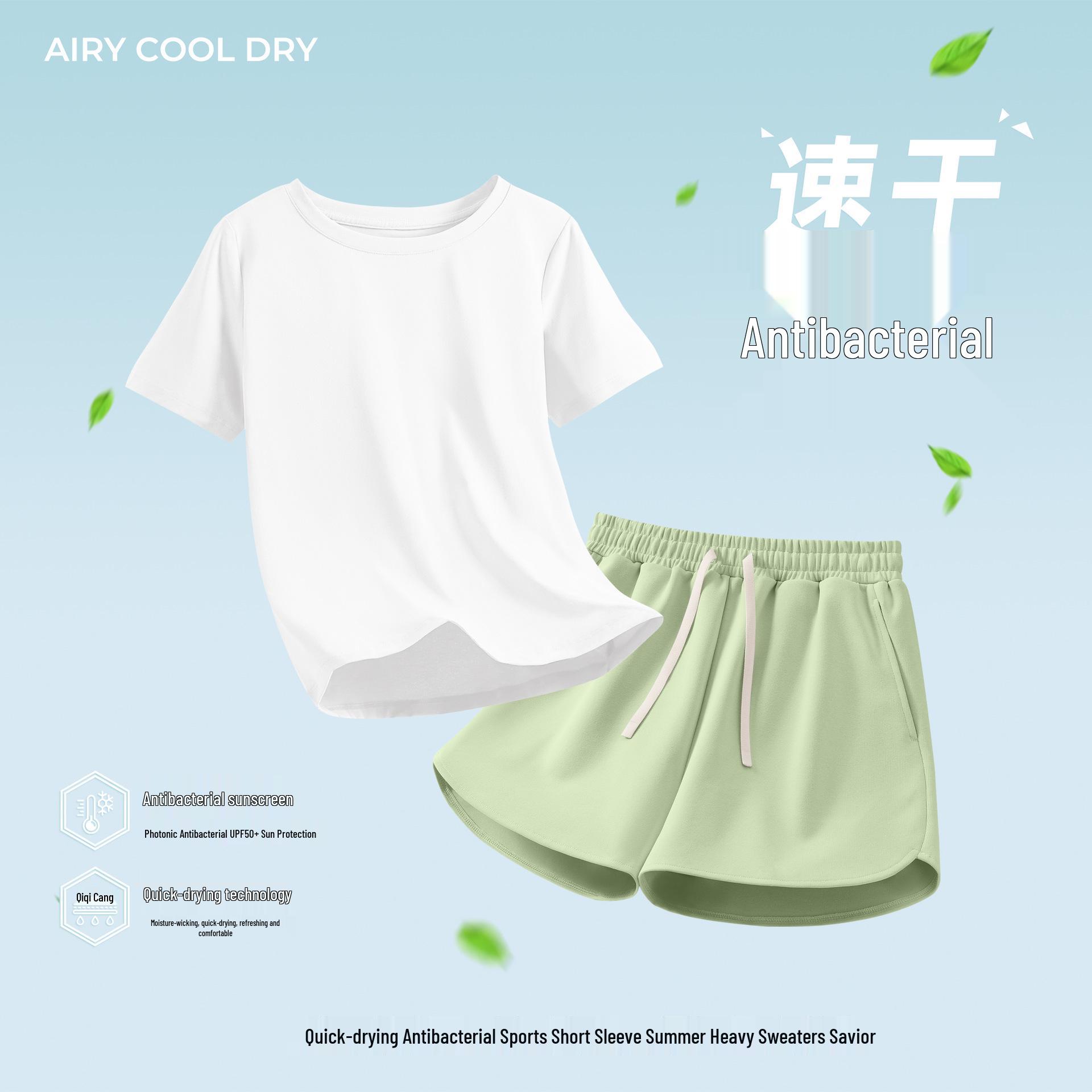 

Women s Quick-Dry Summer Sports Set: Short-Sleeve Top & Shorts for Running and Casual Wear S (85-95 lbs)