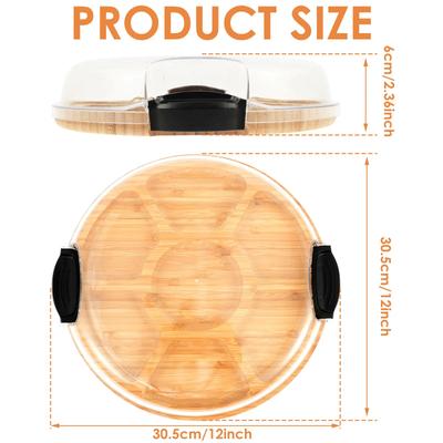 Charcuterie Board with Lid Handle Portable Cheese Boards with 7 Compartments Bamboo Meat Fruit Serving Tray for Kitchen Picnic