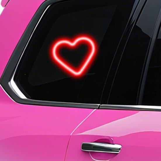 Solar Heart Shaped LED Car Light for Triangle Window Wireless Decorative Neon Lamp for Interior Exterior Suction Cup Mount Ambient Car Lighting
