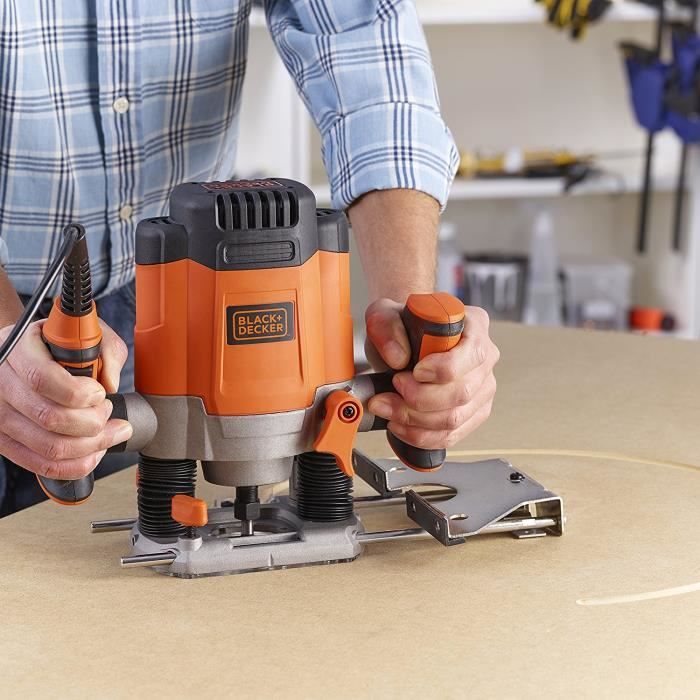 Défonceuse Filaire - BLACK+DECKER - KW1200E-QS - 1200W - 7 Accessoires