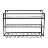 Wall Mount Wine Storage Rack with Glass Holder Steel Shelf 3-Tier Bottle Organizer for Home Bar Decor