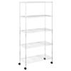 5 Shelf Mobile Storage Rack with Casters 75 x 35 x 155 cm Chrome Finish 250 kg Capacity