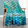 Mermaid Scales Personalized Text Blanket Gift Customizable Blanket Durable Comfort Perfect for Livingroom Bedding Nap Bed Ideal for All Seasons