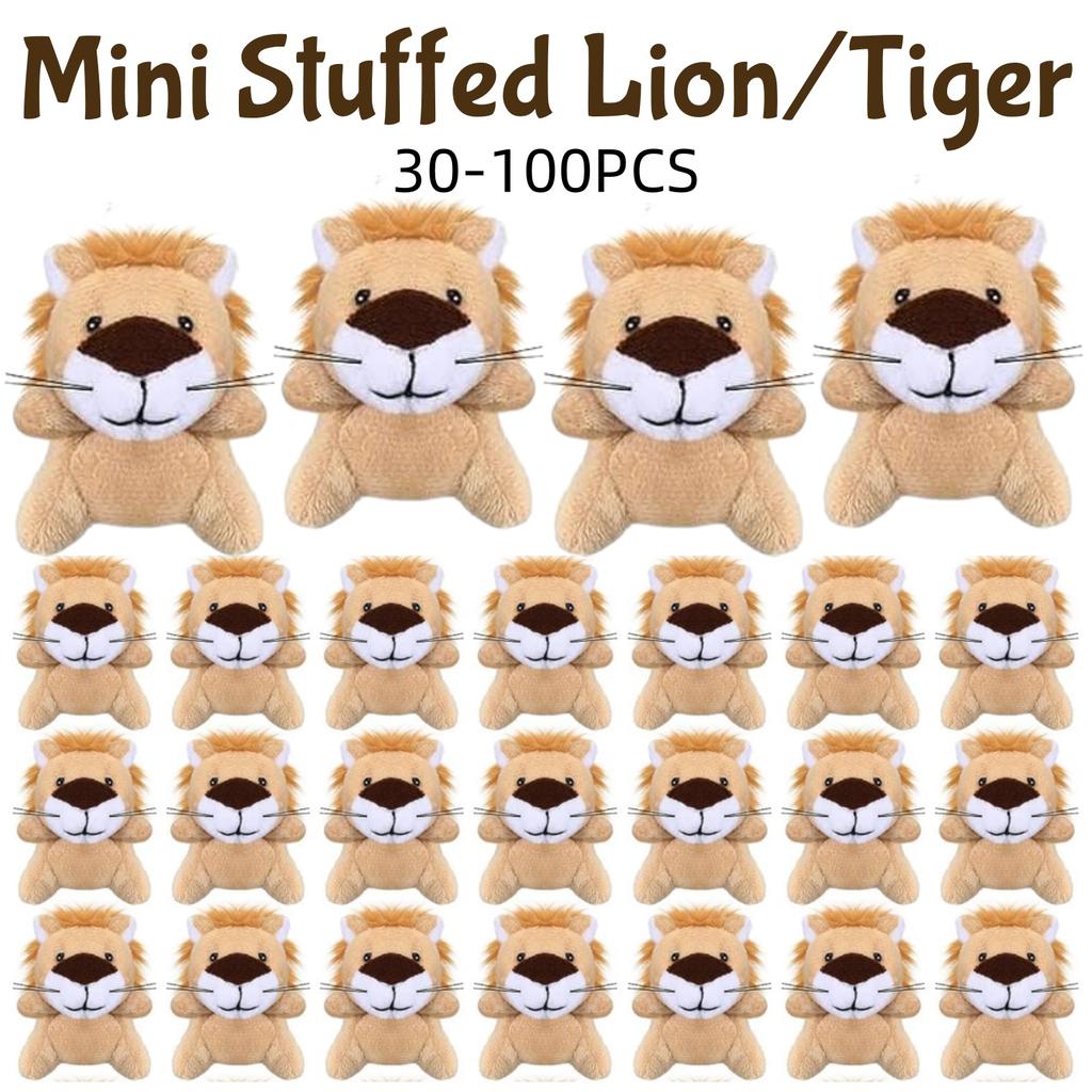 30-100 STÜCKE Mini Tier Löwe/Tiger Plüschtiere 6,5 cm Kleine Stofflöwen/Tiger Großpackung für Partygeschenke Klassenzimmer-Preistüten