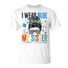 I Wear Blue For My Sister Autism Awareness Messy Bun Girl T-Shirt