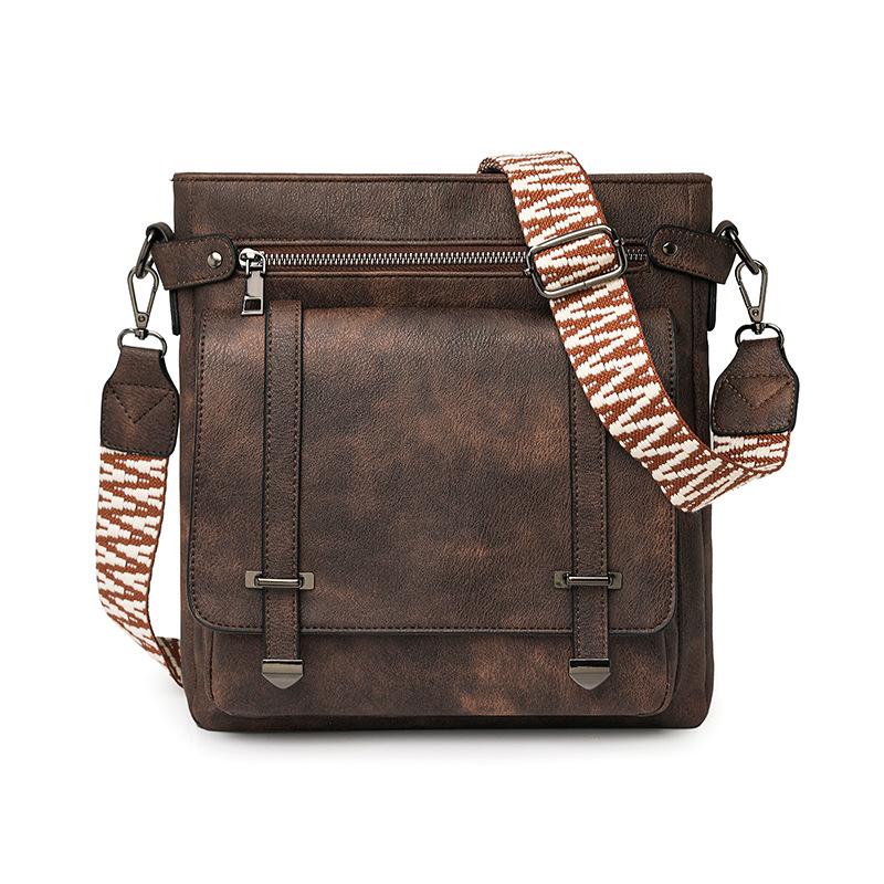 

Multi-pocket Tote Bag for Travel Ladies, Retro Single-shoulder Multi-functional Crossbody Bag with PU Design for Commuting