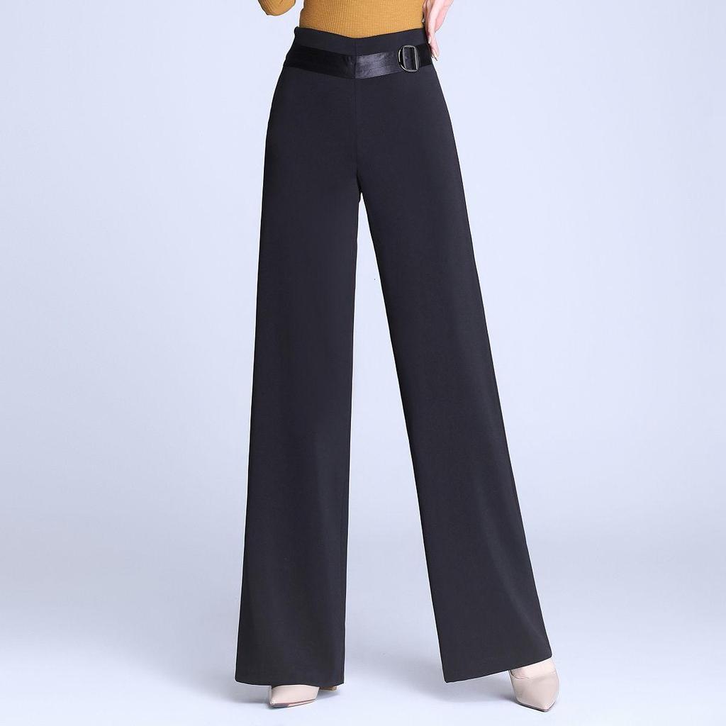 2026 Spring/Summer Women's High-Waisted Wide-Leg Casual Dance Pants - Non-Iron, Side Zip, Straight Leg Design