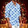 Men's Casual Long Sleeve Shirt with Christmas Print for Spring, Fall and Holiday Casual Wear