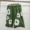 Mens Cotton Denim Tears Inspired Oversized Shorts With Floral Print Loose Fit Streetwear
