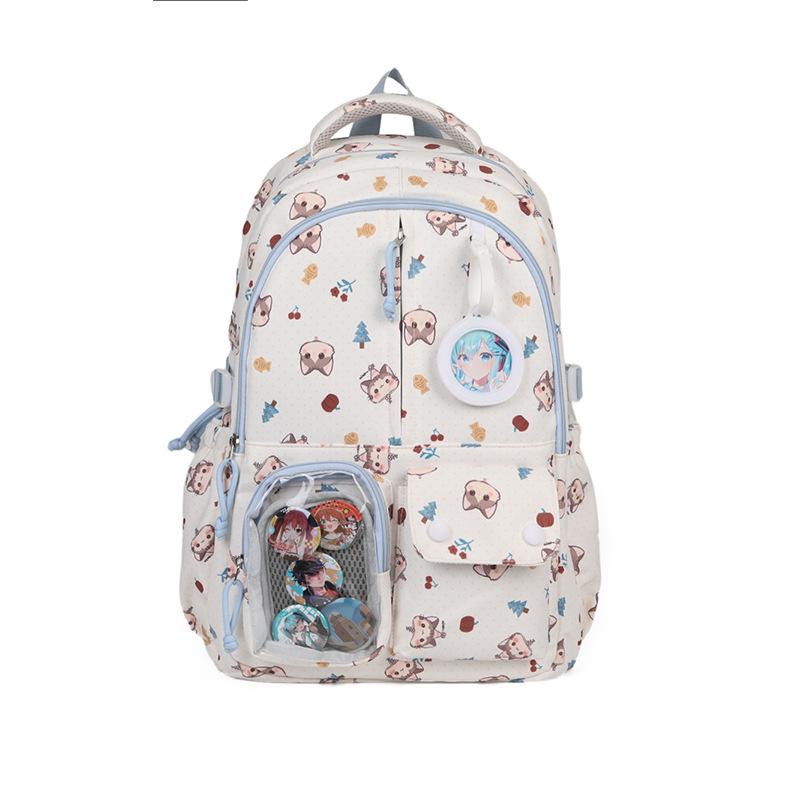 Schoolbag College Style Cute Backpack Graffiti Kitten Large Capacity Student Schoolbag Transparent Bar Japanese Girl Backpack