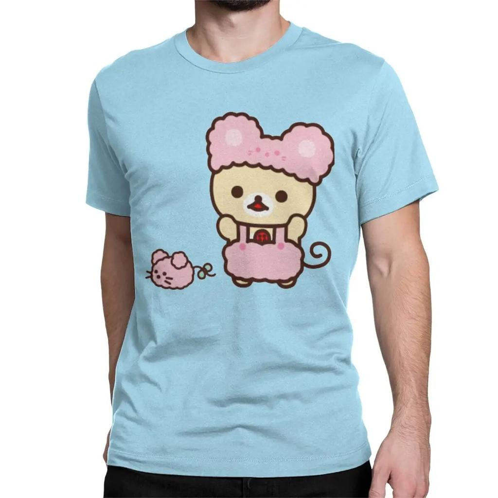 Novelty Rilakkuma Korilakkuma T-Shirts Unisex Wo Unisex Crewneck 100% Cotton T Shirt Short Sleeve Tee Shirt Plus Size Clothing