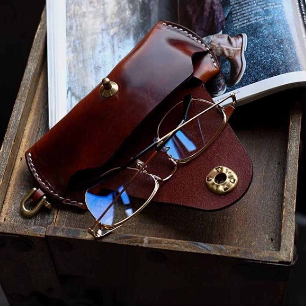 Moderne Leder Weiche Sonnenbrillenetui Tragbare Brillen Aufbewahrungstasche Sonnenbrillen Brillenclip Hängende Nacken Brillenetui Brillen