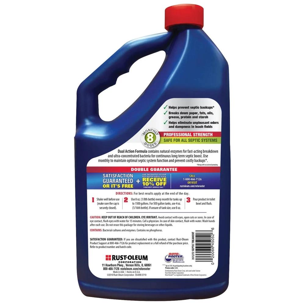 Natural Septic Treatment Enzymes Bottle Waste Breakdown Odor Eliminator Safe Pipes Septic System Monthly Use Non-Corrosive 64 oz