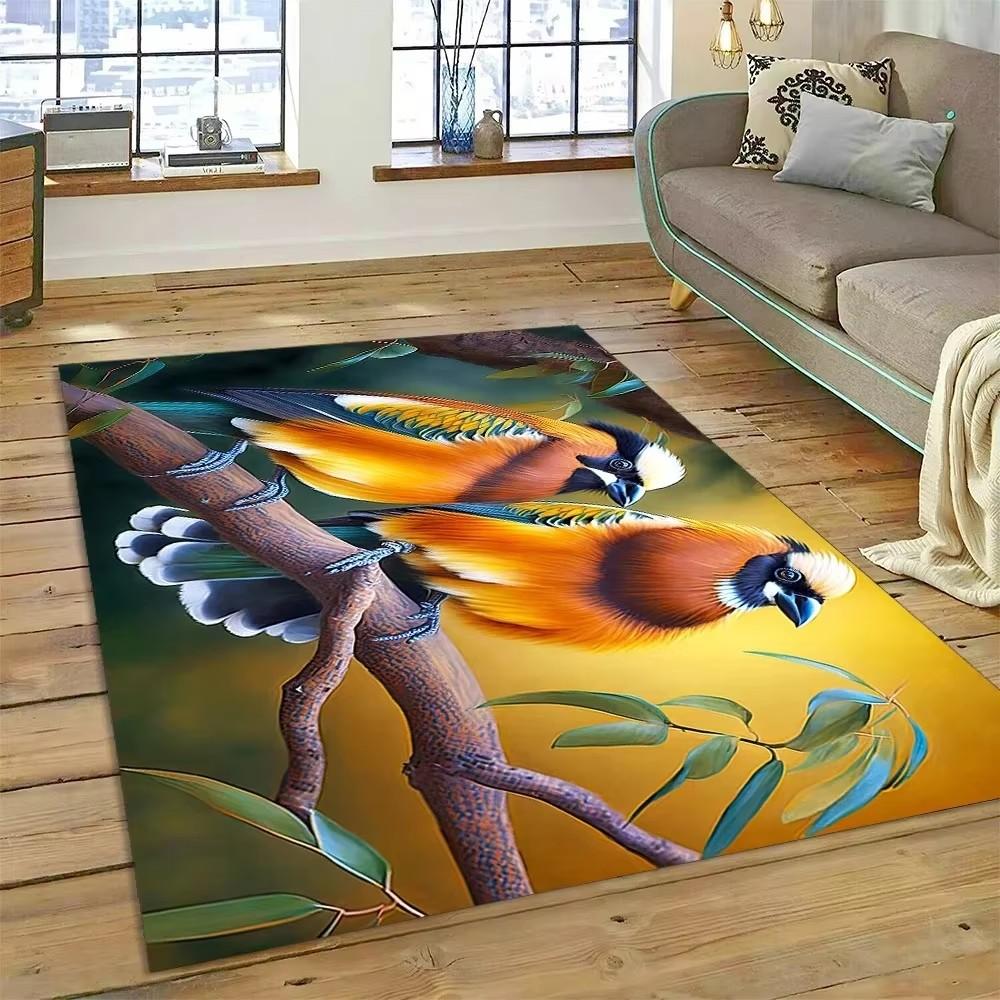 Cute Dream Bird Parrot Peacock Carpet Living Room Bathroom Decor Rug Mechanical Washable Mat Non-slip Floor Mat Entrance Doormat