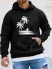 Unisex Island Coconut Tree Sunset Silhouette Print Baseball Stand Collar Zipper Hoodie, Spring/Autumn Trendy Streetwear Printed Casual Sport Outdoor L