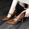 Fashion Sexy Leopard Women Pumps Elegant Buckle Strap Design Thin High Heels 9cm Autumn Party Wedding Bride Shoe Mary Jane Pumps Tacones