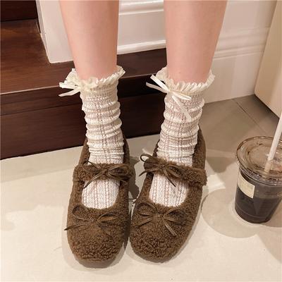 Fashion 2024 Autumn and Winter Bow Round Toe Women's Shoes Casual Butterfly Comfortable Sneakers