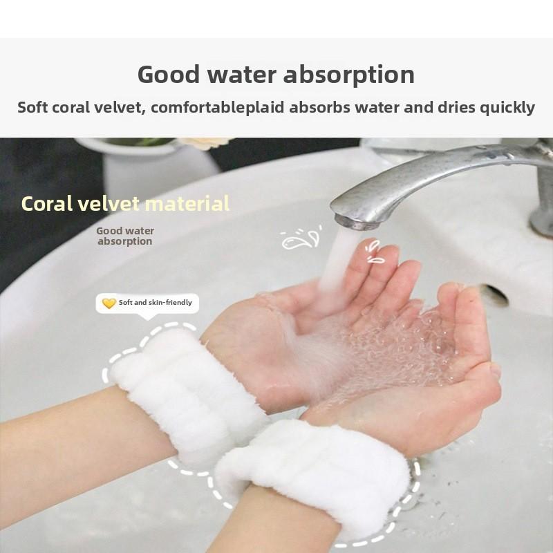 Absorbent Wrist Wash Bands, Soft Terry Cloth Wristbands for Face Washing, Makeup, Spa Prevent Water Dripping