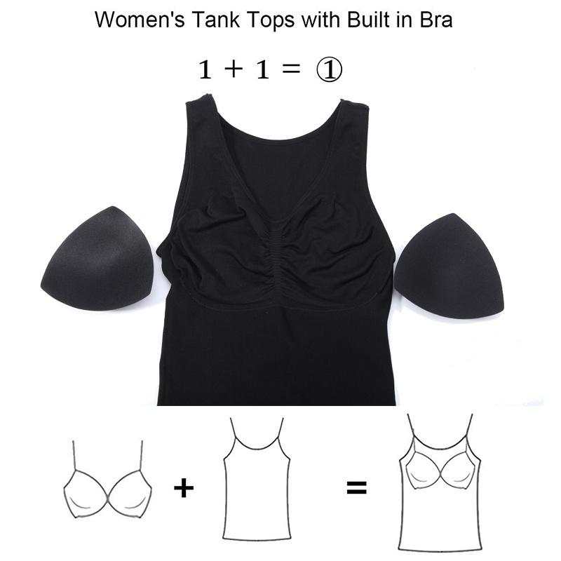 Women's Shapewear Tummy Control Body Shaper with Built In Bra Waist Cincher Tank Tops Cropped Underskirts Padded Bra Slimming Shirts