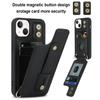 Card Holder Shell for iPhone 15,Kickstand Case PU Leather Coated TPU Phone Cover with Shoulder Strap