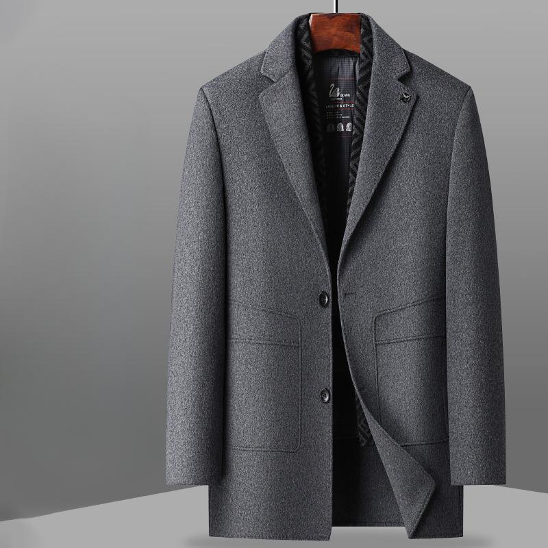 

Осенне-зимнее двухстороннее шерстяное пальто. Мужские средние и длинные пальто. Можно снять подкладку и носить два шерстяных пальто. 195 серый