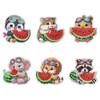 6Pcs Animal DIY Diamond Painting Fridge Magnets 6Pcs Animal Print DIY Crystal Sparkling Diamond Magnets Set for Art Crafts Gift