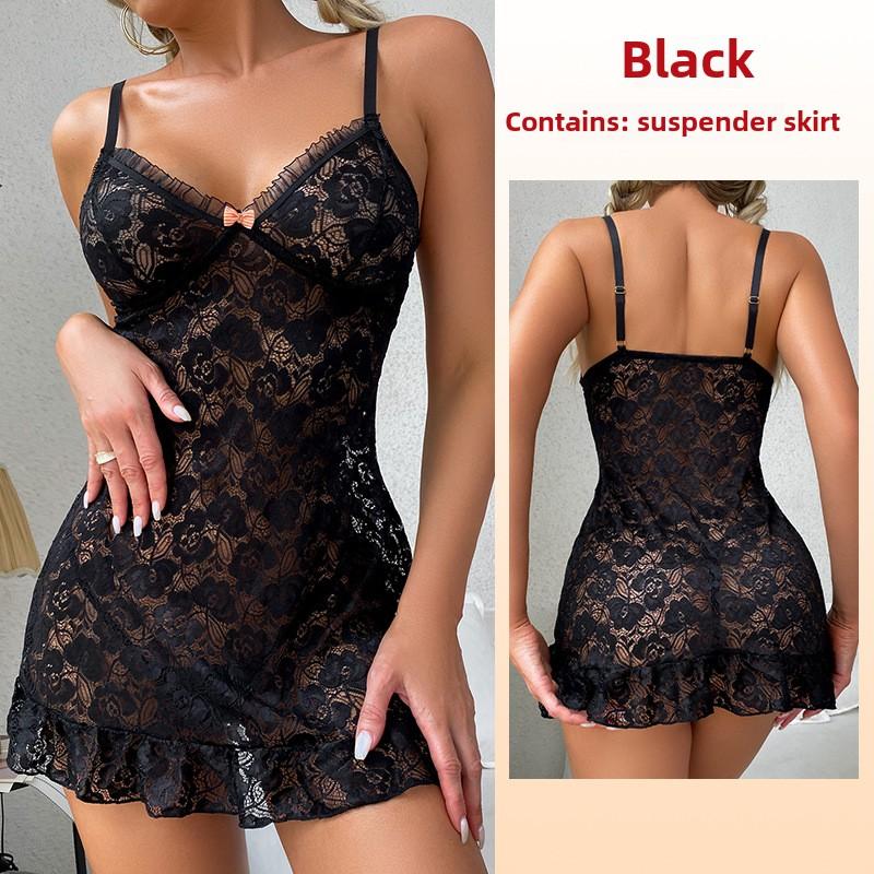 

Сексуальна білизна Мереживна спокуса Підв язка Нічна сорочка Сексуальна відкрита спина Перспективна піжама Жіночий домашній одяг L