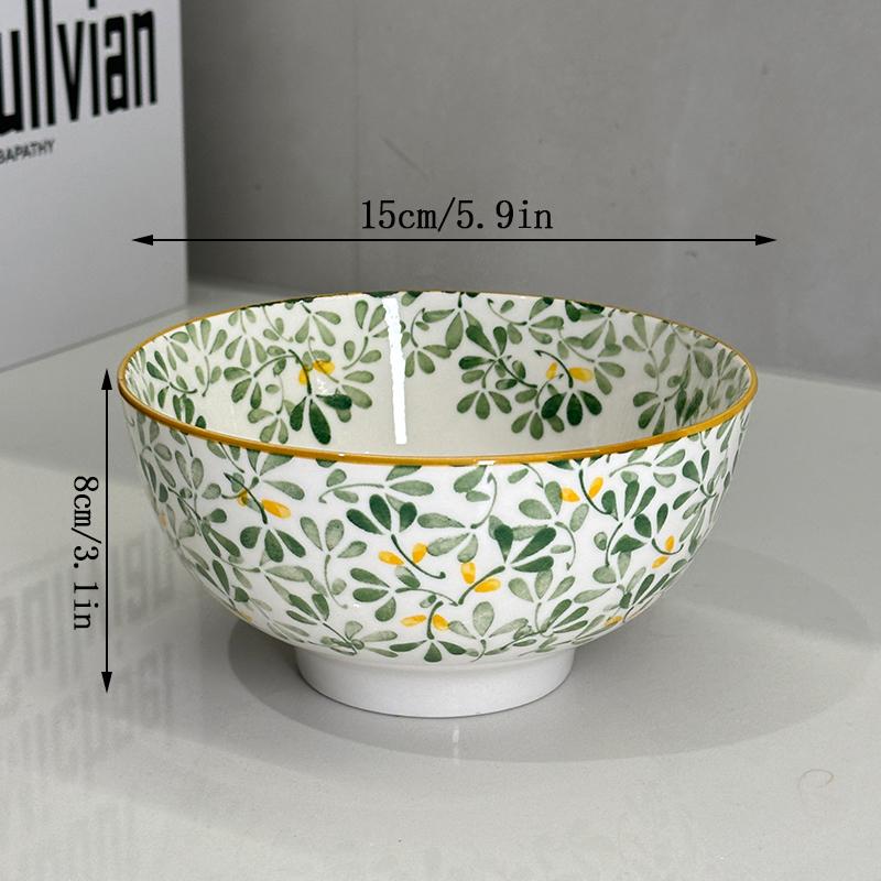 6Inch Large Capacity Ceramic Bowl with Four Seasons Flower Patternfor Noodles Soup Salad Pasta Microwave,Dishwasher Safe