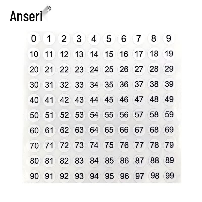 Round Digital Number Label Stickers