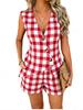 Summer 2026 Plaid Color Block Cardigan Vest & Shorts Set