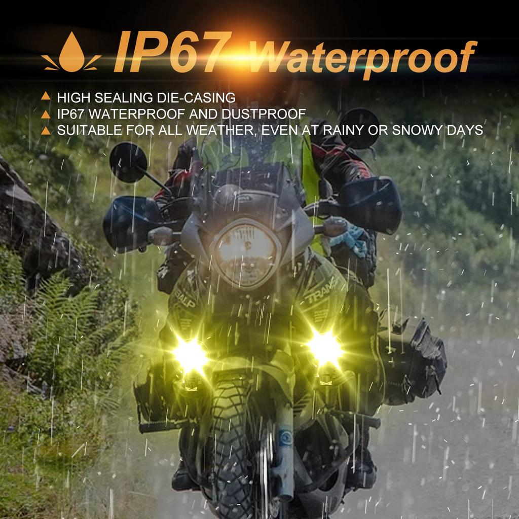 LED Fog Lights for Work Spot and Auxiliary Universal Use and Yellow Motorcycles, Lights, Lights, Headlights, Lighting, 6000K, 12V/24V, Waterproof,