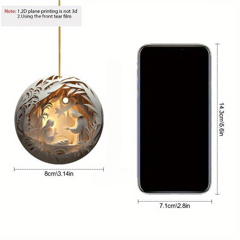 2D Flat "Nativity Scene" Round Acrylic Decoration Sign, Christmas Gift, Suitable for Wall Decoration, Porch, Room, Villa, Accents Home, Hallway, or Wo
