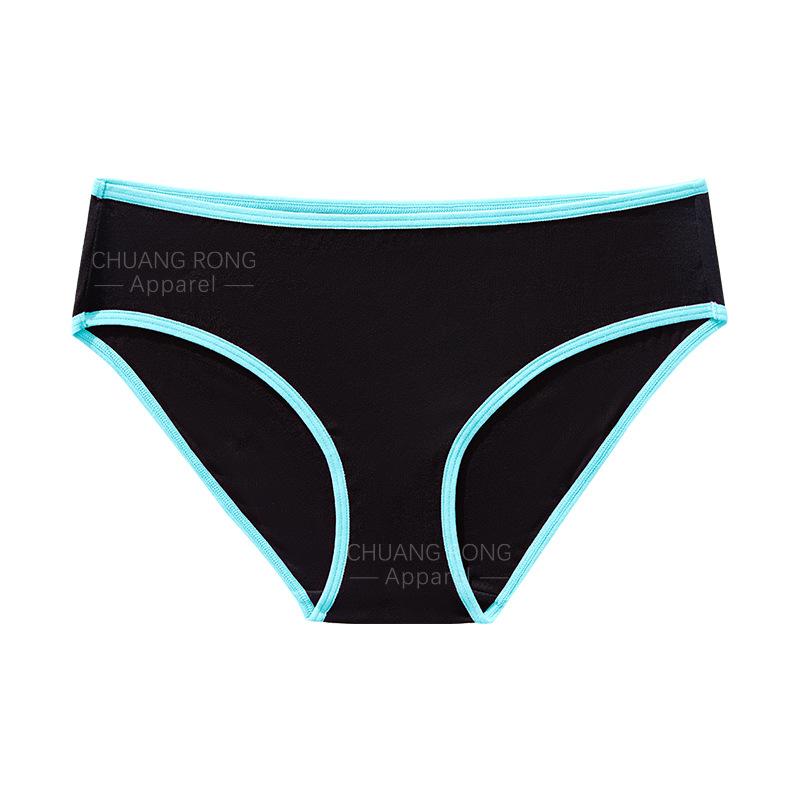 

Comfortable and breathable large-size underwear for women s low-waist pure cotton crotch without buttocks and color matching elastic sports briefs S