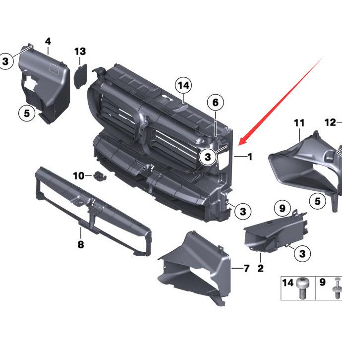 51747200781 Luftkanal för främre kylargallret för BMW 5-serie F18 F10 (Ingen motor)