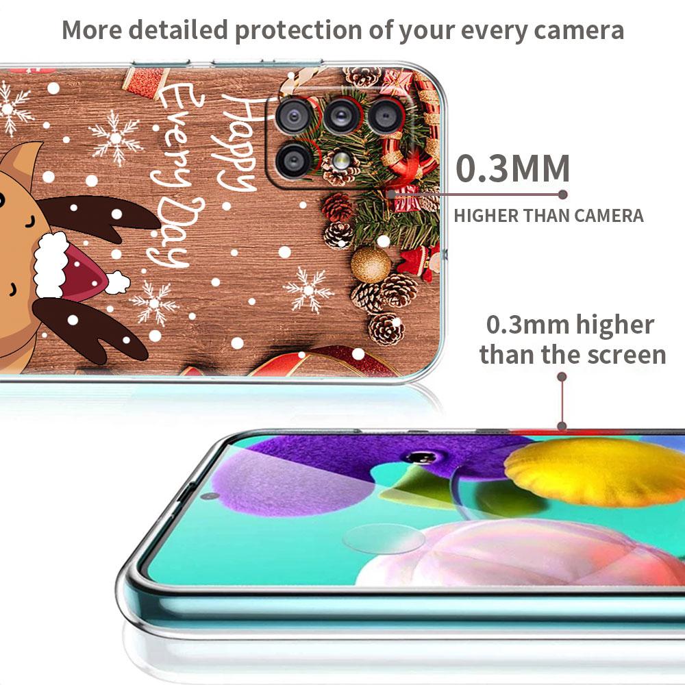 Průhledný kryt s červeným nosem losa a Santa Clausem pro Samsung Galaxy A52 A12 A51 A32 A21s A71 A32 A22 50 A70 A31 A72 5G