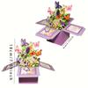 1pc, Purple Butterfly Flower Greeting Card, 3D Three-Dimensional Flower Box, Pop-up Birthday Flower Box, Warm Birthday Compound