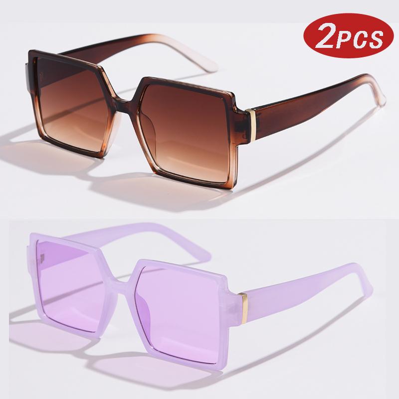 Protective Glasses 1/2pcs Vintage Large Frame Square Sunglasses Women Brand Big Frame Female Glasses Fashion Gradient Eyeglasses