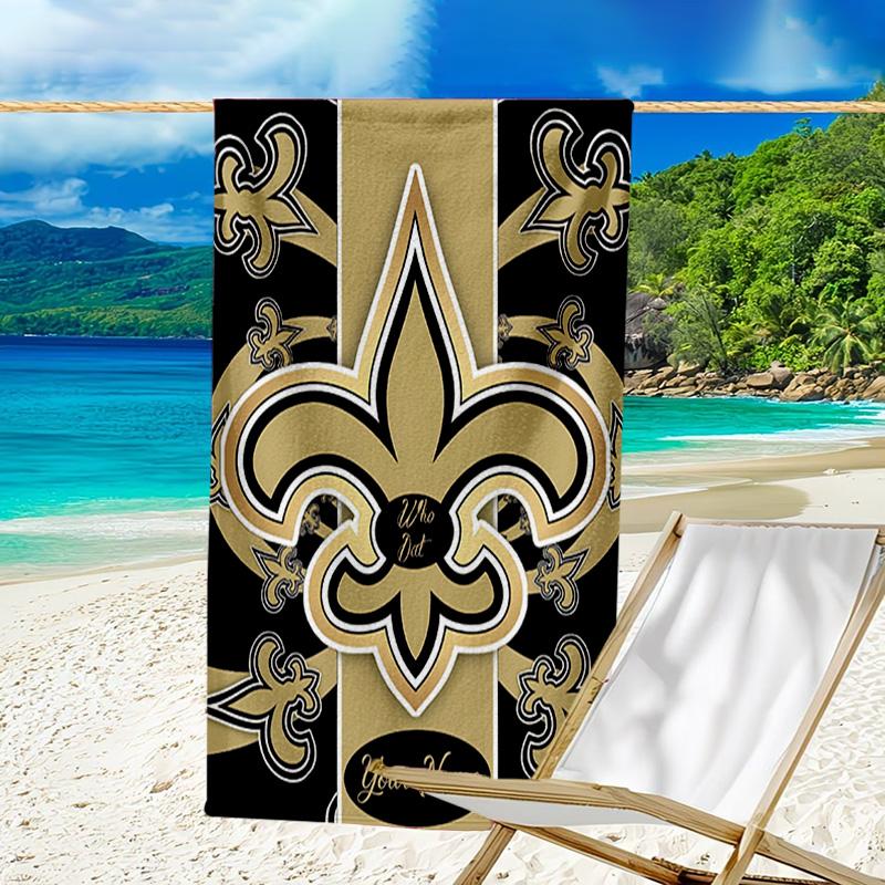 Custom Name Beach Towel Orleans Saints Logo Beach Towel, Soft Microfiber, Gift for Her/Him, Birthday, for Pool, Beach, Travel, Fan gifts