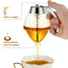 1pc No Drip Glass Honey Dispenser with Stand Juice Syrup Cup Squeeze Bottle Storage Pot Honey Jar Container Kitchen Accessories