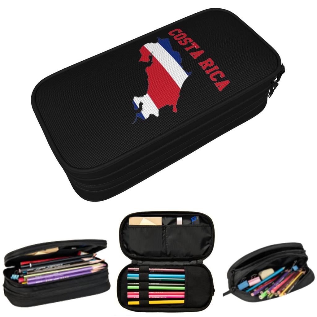 Costa Rica Flag Graphic Pencil Case for Boys Girls School Pen Box Pencil Bag Stationery Supplies Pen Holder Bag